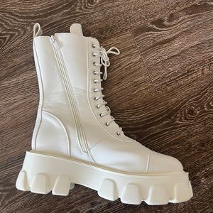 White lug sole boots